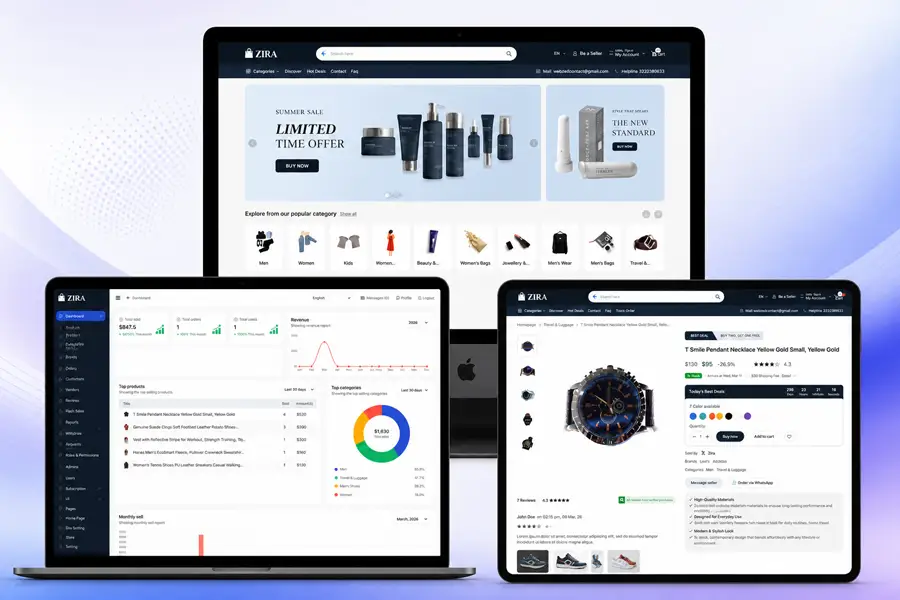 ZIRA high-performance admin panel on MacBook built with Laravel and Nuxt 3